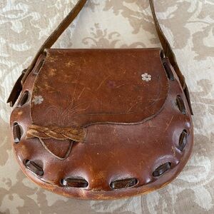 Vintage 1970s Brown Leather Women's Bag